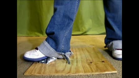 3 Big  Take Turns Crushing Cans For You - Watch as they crush cans for you one with high heels one with tennis shoes and one with open toe sandles!
