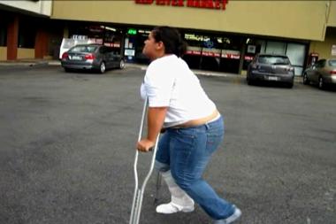 Aw Pool Plumper Valerie Hurt Her Ankle  Is Gimping On Crutches - Aw pool plumper valerie hurt her ankle and is limping around ever where on crutches watch her go!