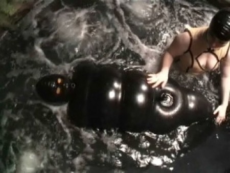 Alice In BondageLand - FemDom Fetish Movies -  Sack Blowjob Inflatable Latex Rubber Ducky  Hot Tub Pt 4