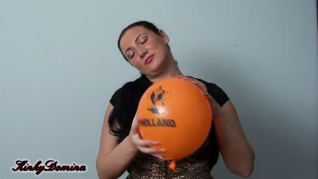 KinkyDomina Long Sharp Fingernails - Popping Orange Balloons With Long Nails